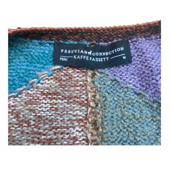 Peruvian Connection KAFFE FASSETT Sweater Vest Duster Medium Geometric - Picture 7 of 12